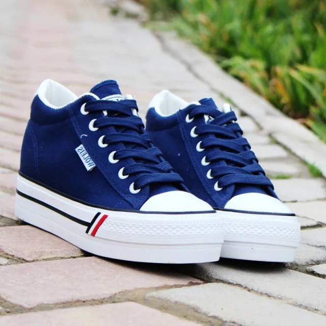 AshoreShop Womens High Platform Canvas Color Sneakers