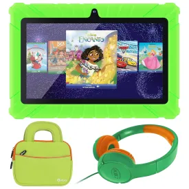 Contixo 7" Tablet Bundle, Kids Ages 3-7, Contixo Academy, STEM Learning, Headphones & Sleeve Case, Android Tablet, Parental Controls  Green