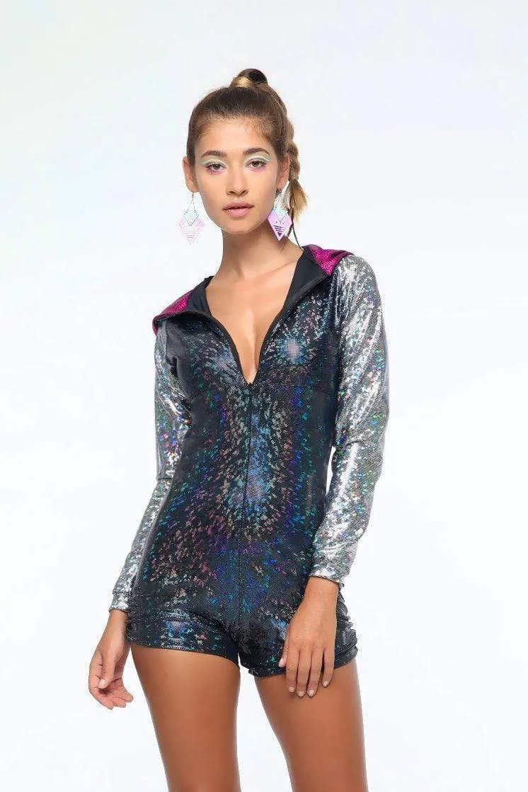 Holographic Zip-Front Playsuit | 13 Colors