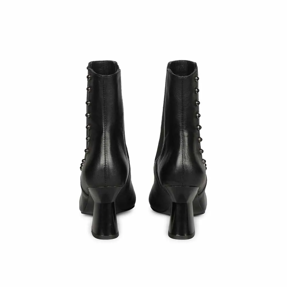 Saint G Solid Black Leather Slip On Ankle Boots